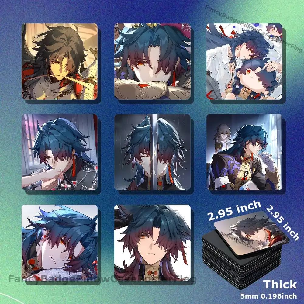 H-Honkai Star Rail HSR Blade Acrylic Refrigerator Magnets Square Tiles with Magnetic Sheets for Home Decoration
