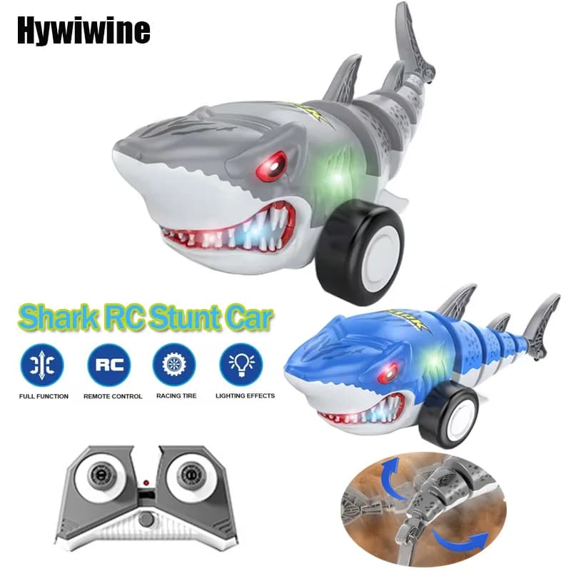 Shark Car RC Toy Christmas Spin Swing Shakable LED Stunt Giocattoli telecomandati per bambini Gioco all'aperto Gioco di società Regalo di compleanno
