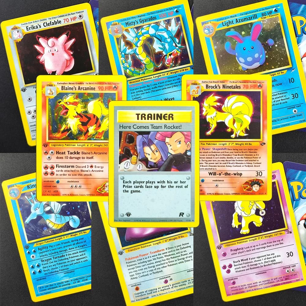 Proxy PTCG fatto da sé Inglese 1a edizione Hypno Clefable Arcanine Alakazam Gyarados Azumarill Hypno Trainer Collezione di carte giocattolo
