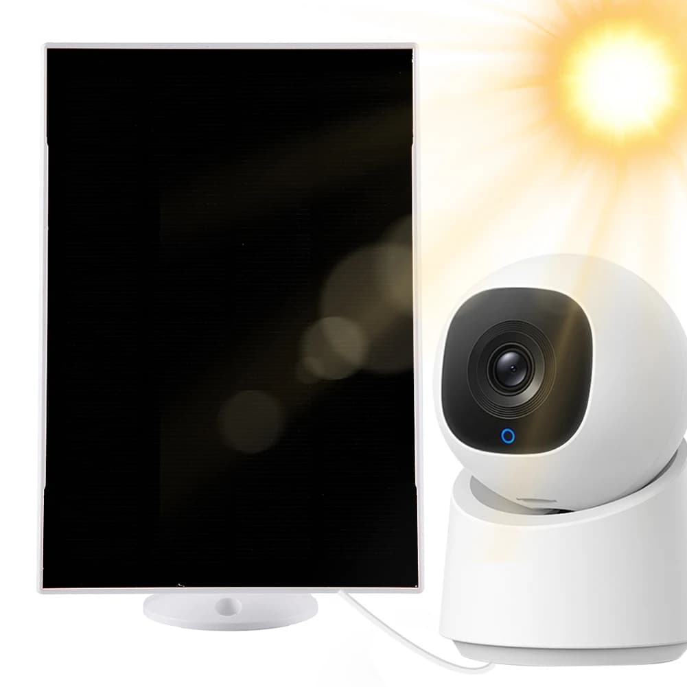 Kit Pannello Solare 3W 6V 360 ° Caricatore Solare da Parete Regolabile con Cavo di Ricarica Micro USB+Type-C da 3m per Ring Eufy Blink Arlo