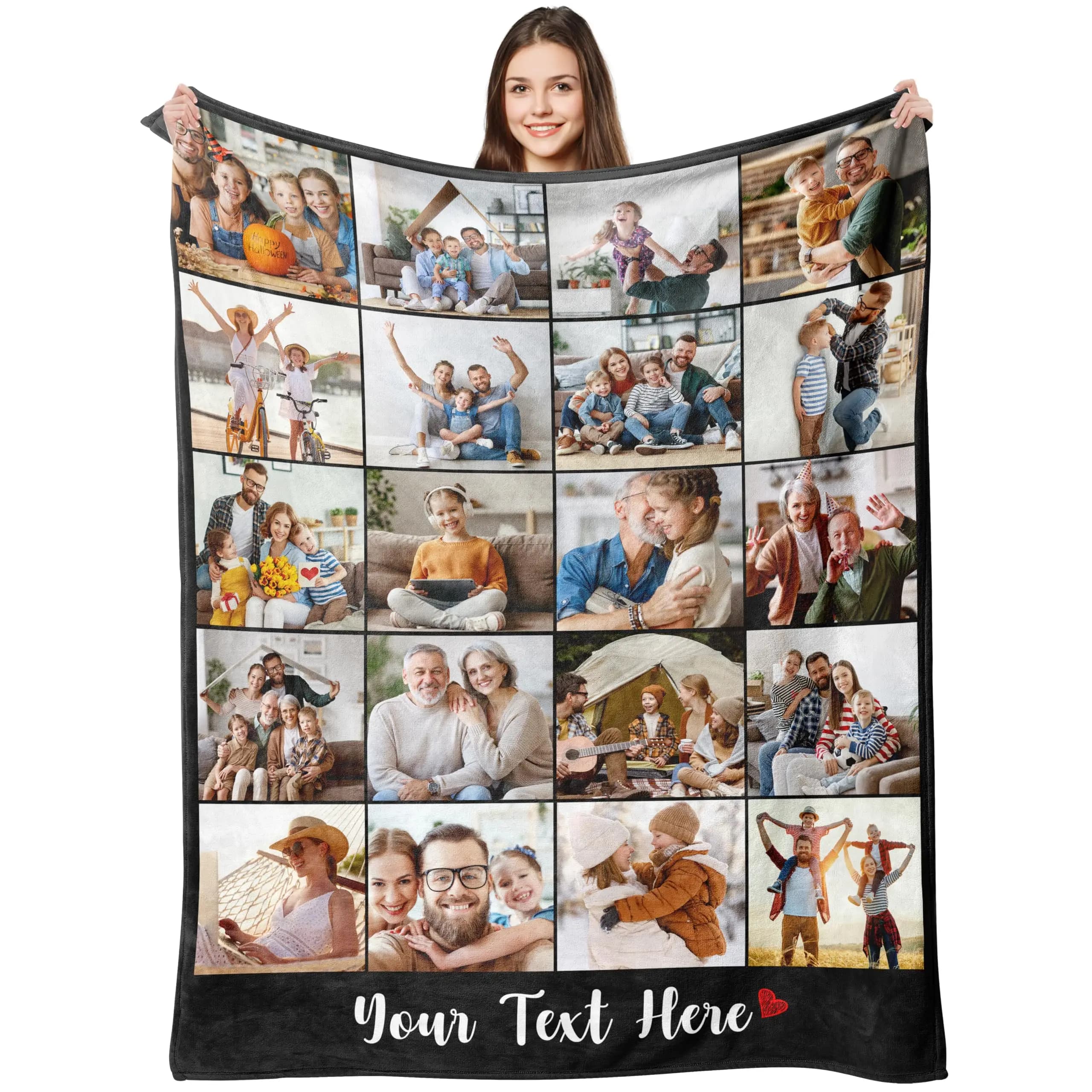 20 foto Coperta personalizzata con collage di testo Bellissime coperte Regali souvenir di compleanno Coperte personalizzate per papà mamma