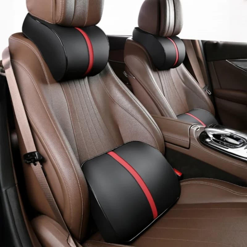 For car headrest lumbar support space memory foam leather car neck pillow lumbar support four seasons universal