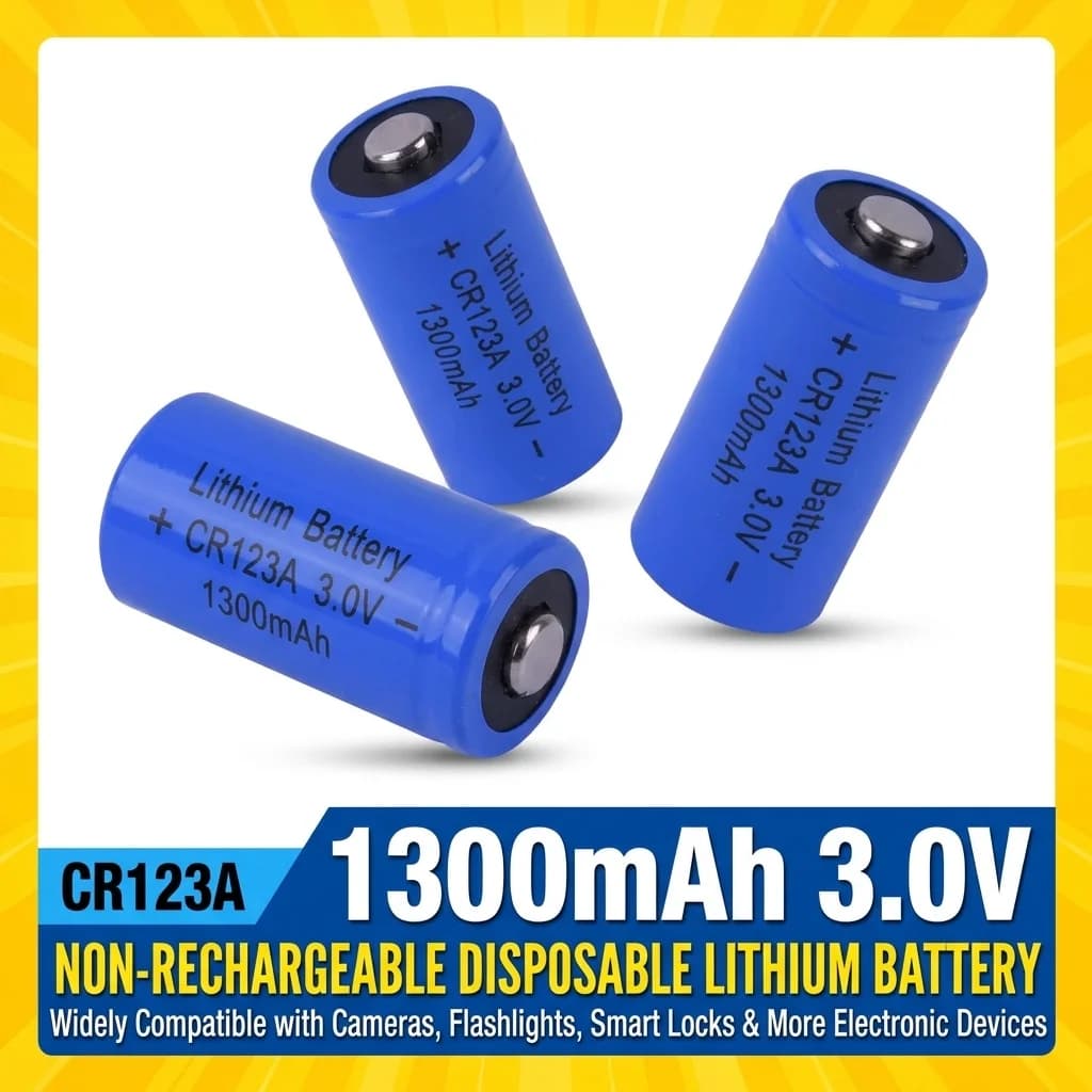 Batteria al Litio PURFIELD CR123A 16340 1300mAh 3V Non Ricaricabile, Lunga Durata per Contatori Gas, Allarmi Wireless