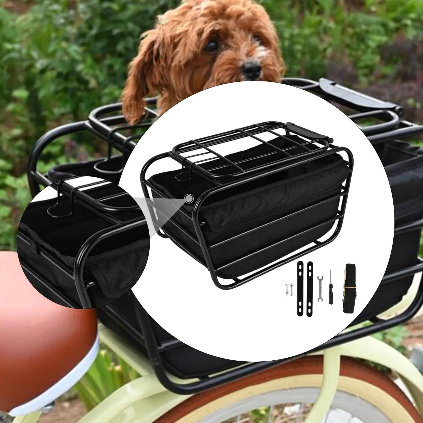 Cestino posteriore per bici, organizer per articoli vari, portabiciclette, cestino per bicicletta, per lo shopping di cani, viaggi, equitazione, trasportare generi alimentari