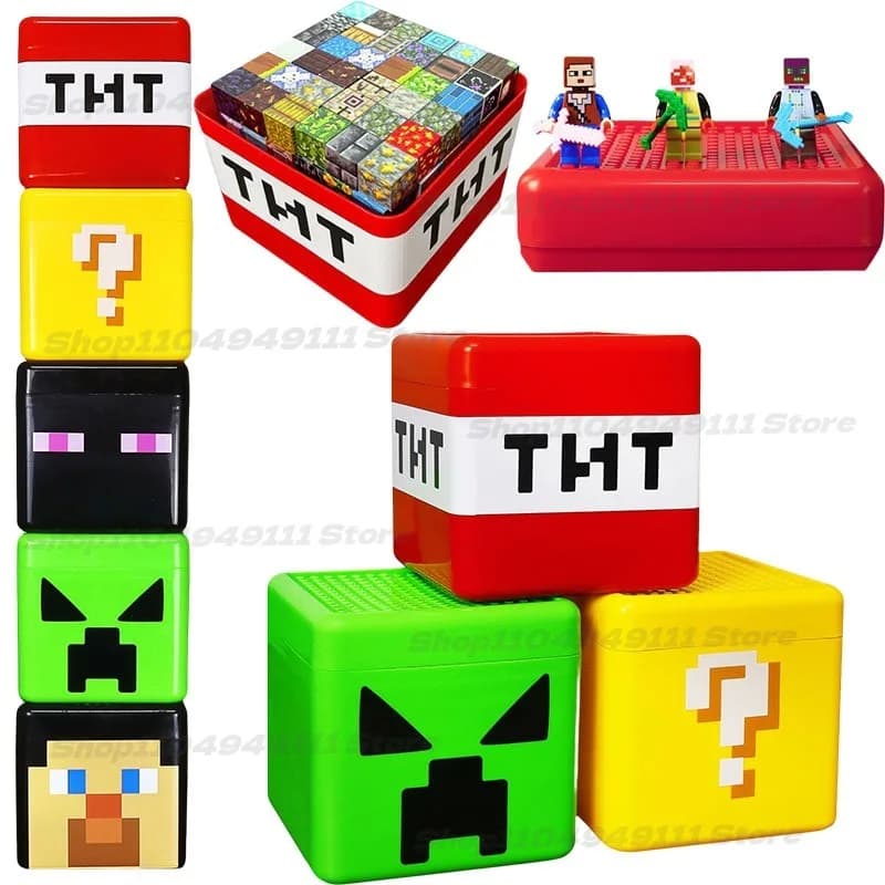Secchio di stoccaggio per blocchi magnetici Minecrafted Contenitore per blocchi di giocattoli da tavolo Contenitore di stoccaggio per cubi Custodia per giocattoli modello sensoriale educativo