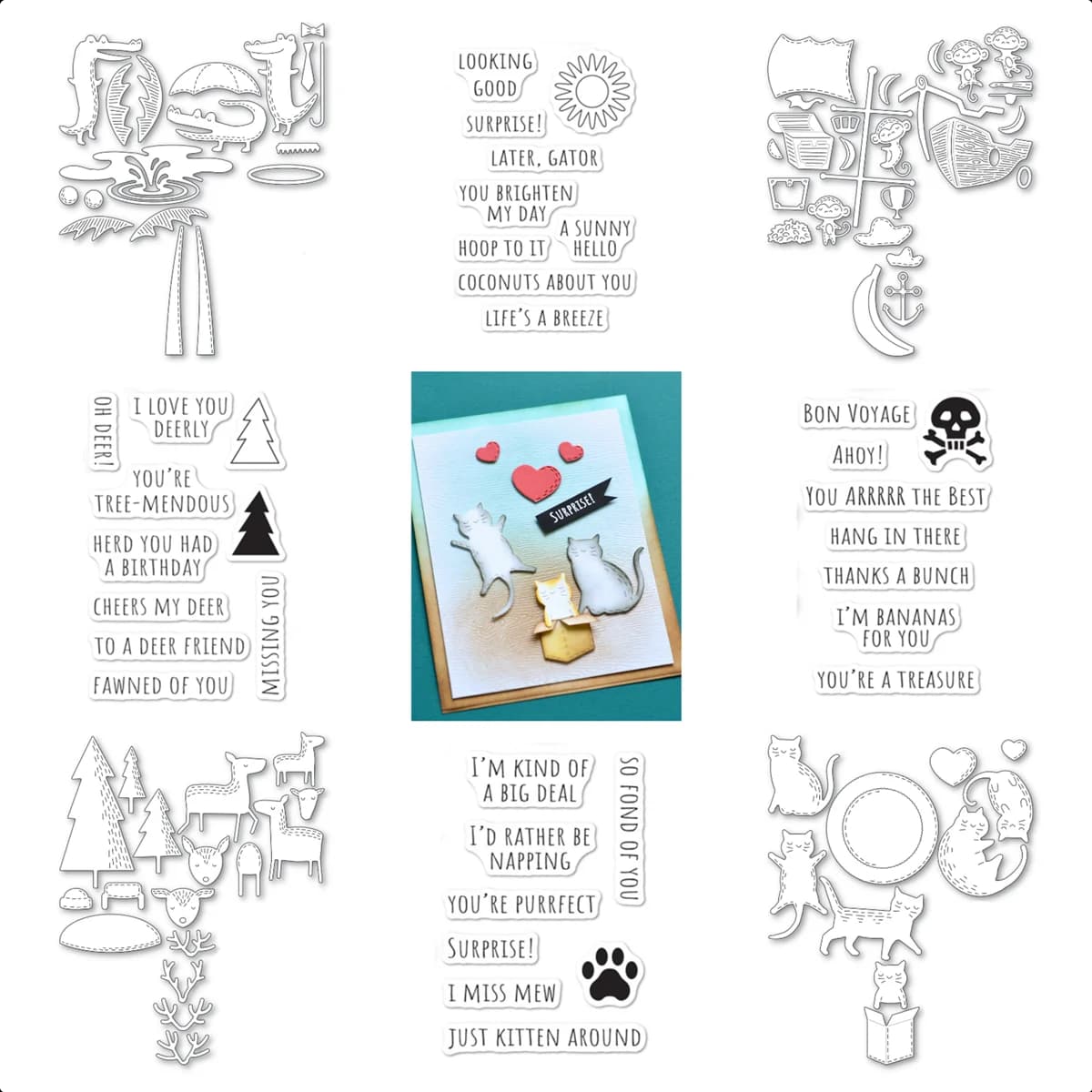 Whittle Forest Reindeer Kitty Kit Chirstmas Cutting Dies Clear Stamps for Scrapbooking Paper Making Frame Card Craft Supplies