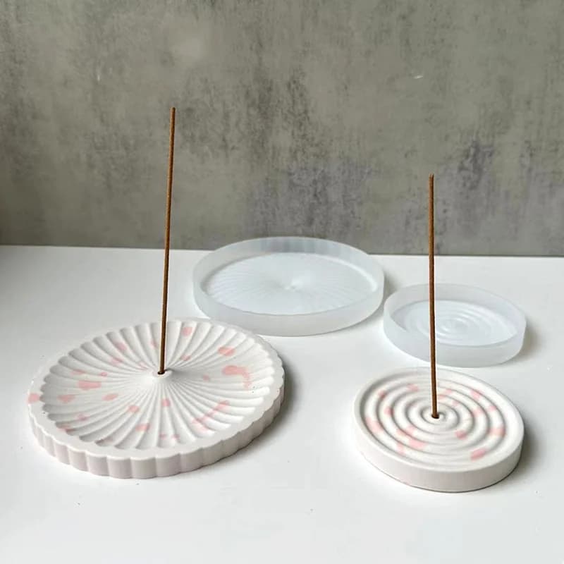 Stampo in Silicone per Porta Incenso, Supporto Circolare Fai-da-Te per Bastoncini d'Incenso, Stampo per Cemento e Gesso, Artigianato per Decorazione Casa