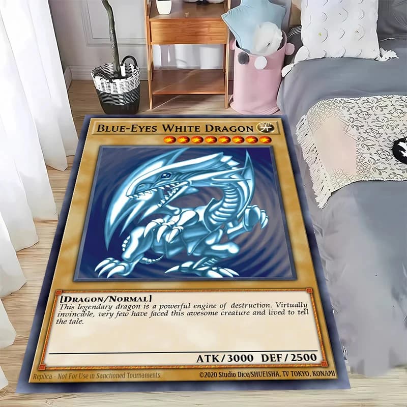 Tappeto con carta anime Cartone animato occhi azzurri Drago bianco Tappetino Soggiorno Camera da letto Tappeto Decorazioni per la camera degli adolescenti Tappeto Regalo di Natale