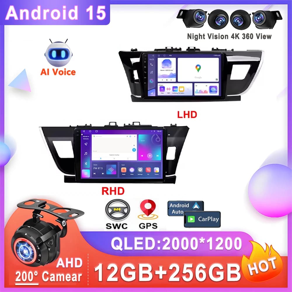 Auto GPS Android 15 For Toyota Corolla 11 Middle East Edition 2013 - 2017 Auto Radio Multimedia Screen Stereo Navigation Reader