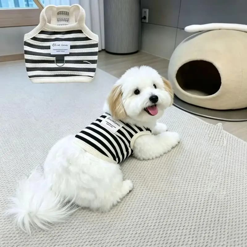 1 PCS Striped Pet Vest Harness Soft Breathable Fabric Durable For Small Dogs Cats Daily Walks