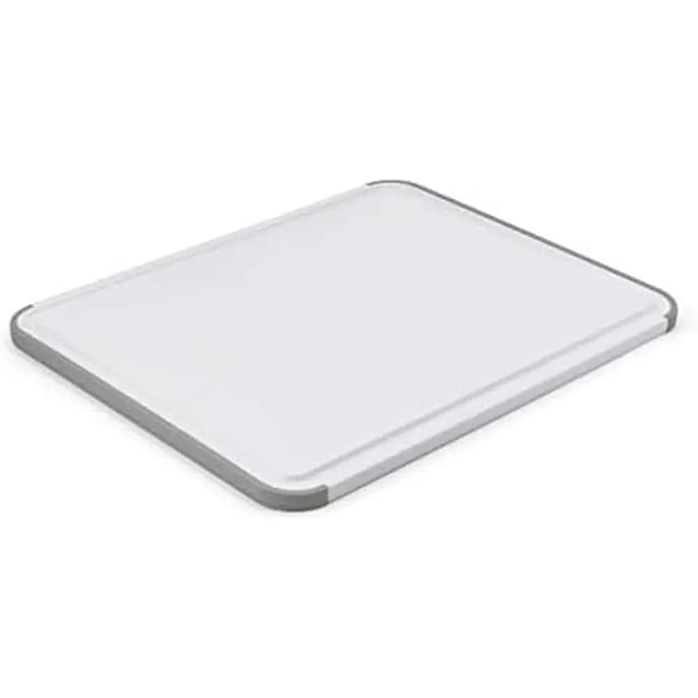 Cutting Board with Perimeter Trench, Non Slip Edges, Dishwasher Safe, 11 x 14, White and Gray