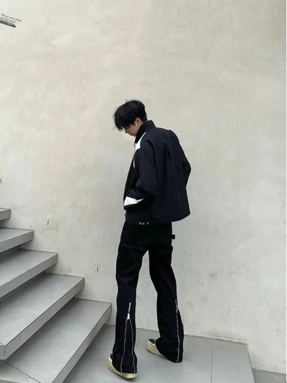American Sle Belted Zipper Men's Jeans Bla High Waist Slim Straight Leg Micro Flared Pants Trendy Youth Winter Casual Denim