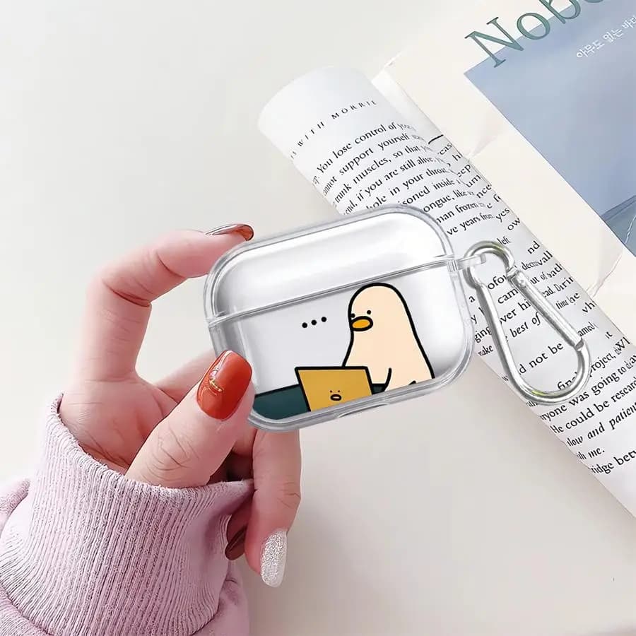 Cute Duck Clear Earphone Cases Cover Cases for Airpods 1 Pro2 4 Pro 2 Pro3 3