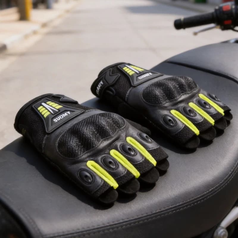 Guanti da Moto Estivi Mezze Dita SUOMY Uomo Donna Traspiranti Antiscivolo Anti-Caduta per Moto e Bici
