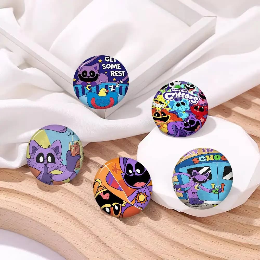 Spille Anime Critters CATNAP DOGDAY, Distintivi Carini a Cartone Animato, Spilla da Risvolto per Giacca e Jeans, Accessorio Regalo