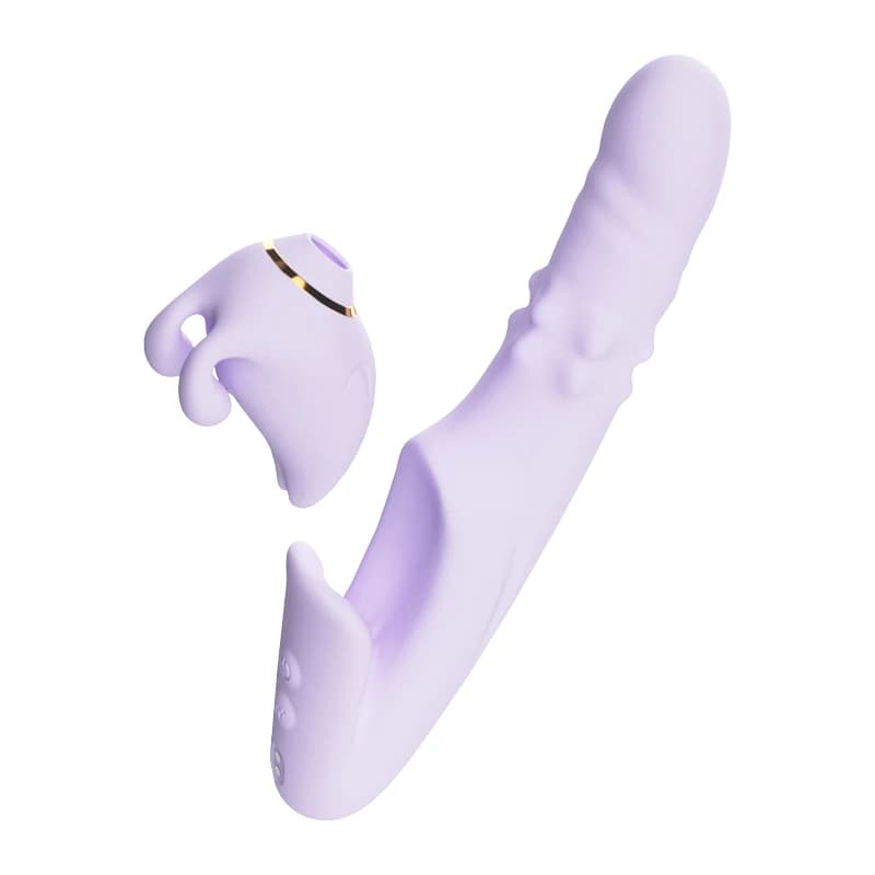 Dispositivo di Masturbazione 5-in-1 per Donne con Funzione di Riscaldamento, Suzione, Telescopico, Rotante e Oscillante, Vibratore Vaginale, Dildo per Penetrazione