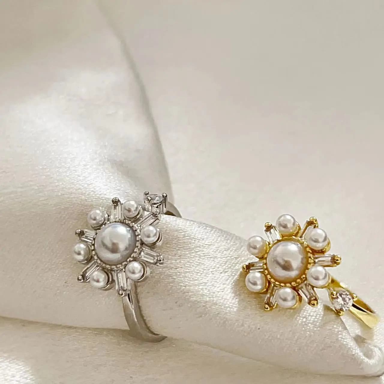 Anelli in rame impilabili Sunflower Sun Pearl, regolabili e aperti, con spinner antistress, per donna, gioielli di tendenza, idea regalo, dropshipping