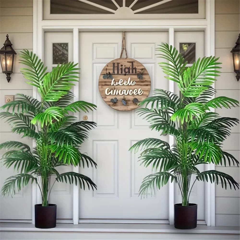 1 Piece of Palm Artificial 24 Sheets, Green Realistic Plants, Artificial Trees Suitable for Bedroom Decoration, Living and Outer