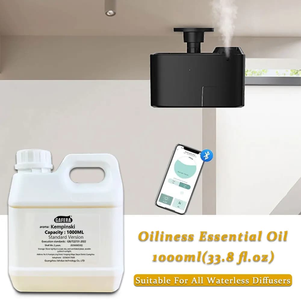 GAFERA 1000ml (33.8 fl.oz) Olio Essenziale Kempinski/Hilton - Per Tutti i Diffusori Senza Acqua, Olio Aromaterapico di Ricambio per Diffusori per Hotel