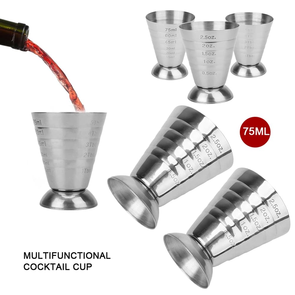 Gadget in acciaio inossidabile Strumenti per cocktail Misura tazza 75ML Bar Cocktail Shaker Jigger
