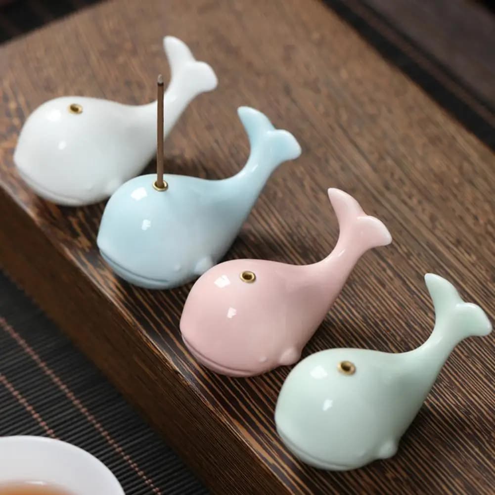 Mini Ceramic Incense Holder, Whale Shape Incense Stick Holder, Cute Incense Burner, Multi-purpose Ornament for Bedroom Yoga Room