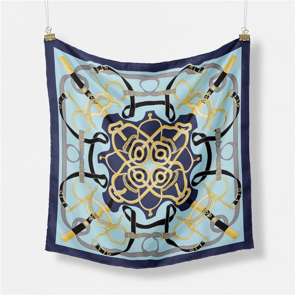 53 CENTIMETRIES Sale Hot Brand Cross Belts Corda Scarf Square Woman 100% Twill Silk Scarf Women Bandana Luxury Band Hijab Handkerchief
