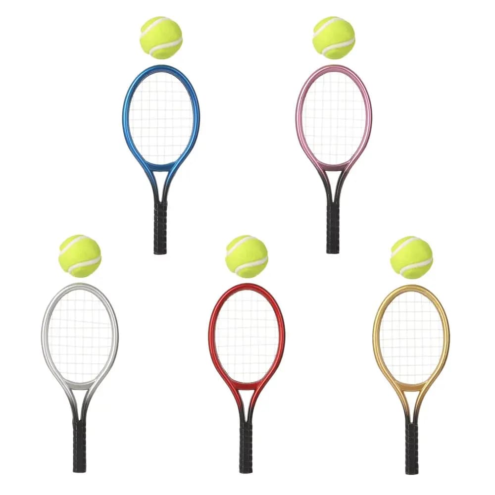 Doll Home Accessory Tennis Rack for Doll Mini Tennis Rack and Ball Miniature Tennis Rack Doll House Tennis Sport Tennis Model Tennis