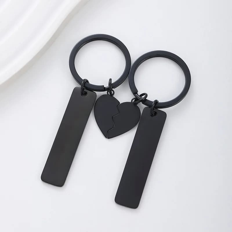 10 pezzi in acciaio inossidabile coppia bar 50x12mm coppia incisa al laser a forma di cuore portachiavi in metallo souvenir natalizio
