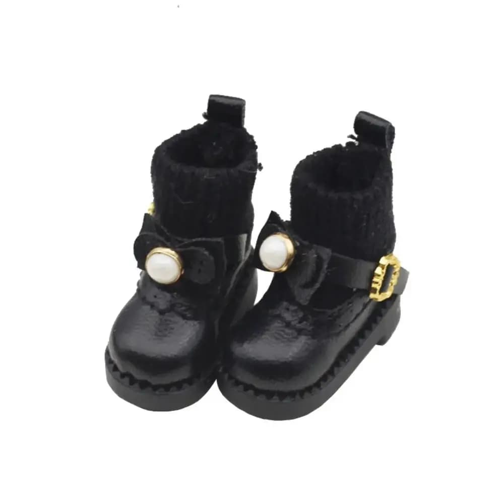 1 paio Papillon Obitsu 11 Stivali per bambole Mini Bottoni dorati 1/12 Scarpe in pelle per bambole Bjd Molly Cute 1/12 Stivali per bambole Bjd