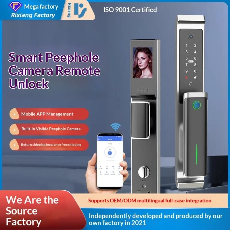 Serratura Elettronica Intelligente Completamente Automatica con Impronta Digitale, Password, Controllo Remoto tramite APP e Cloud, con Spioncino Digitale per la Sicurezza Domestica