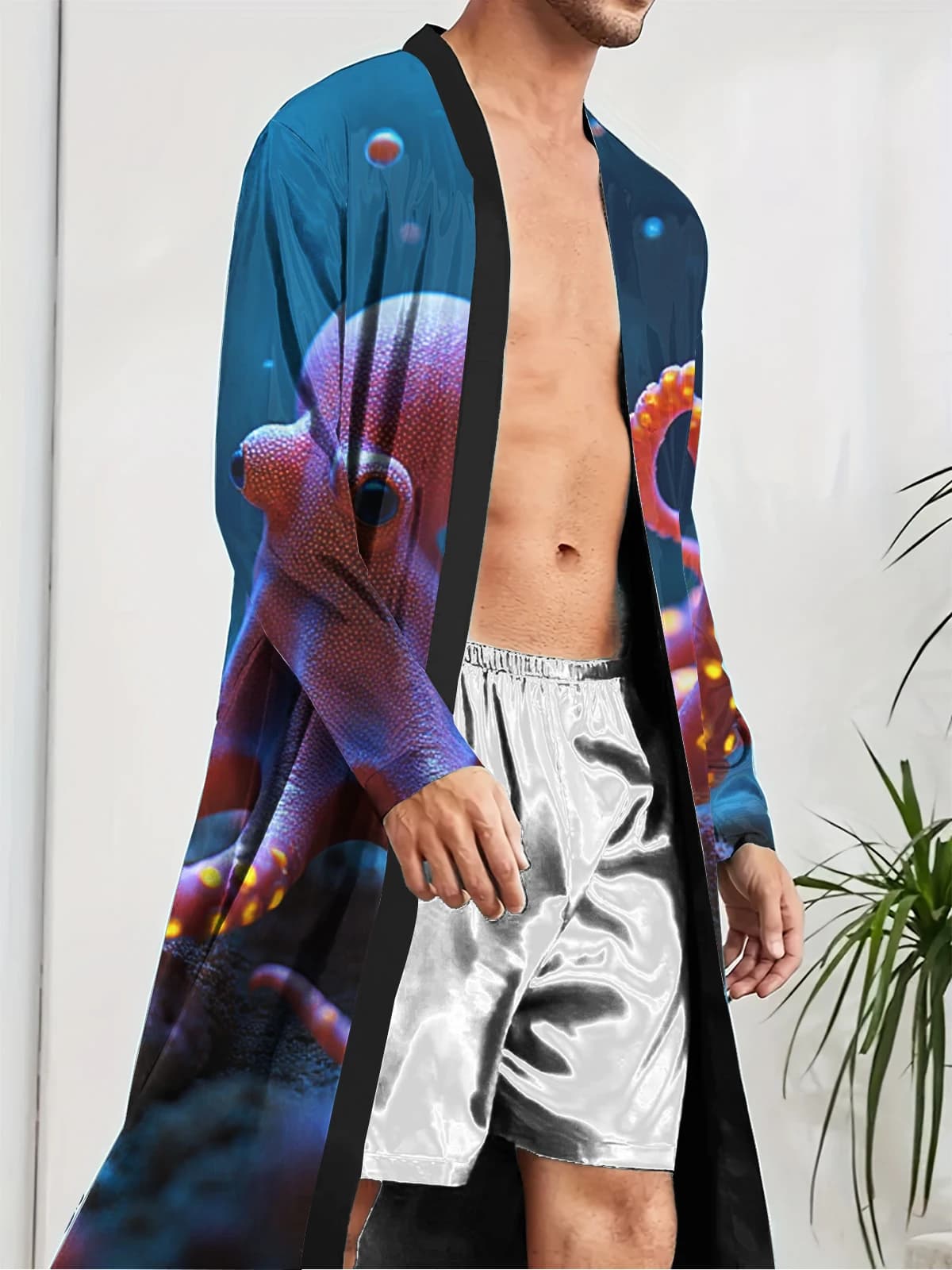 1pcs Men's Robes 2026 Spring/Summer robe Graphic Breathable sleepwear 3D Printed Funny pajamas Shower robe Bathrobe men