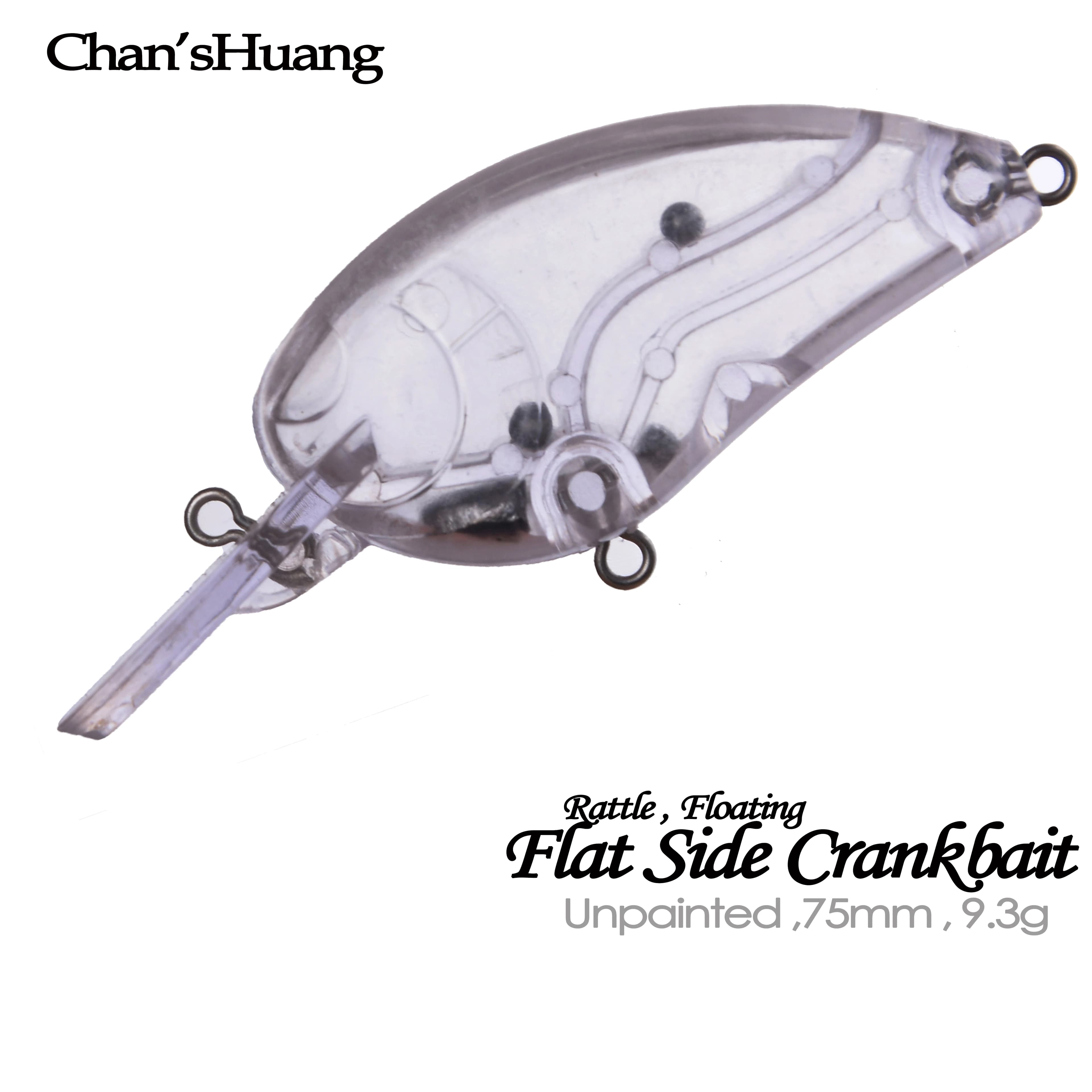 Chan’sHuang 20PCS Unpainted Blanks Bait 9.3g/75mm Flat Side Crankbait DIY Handmade Artificial Fishing Lure Tackle