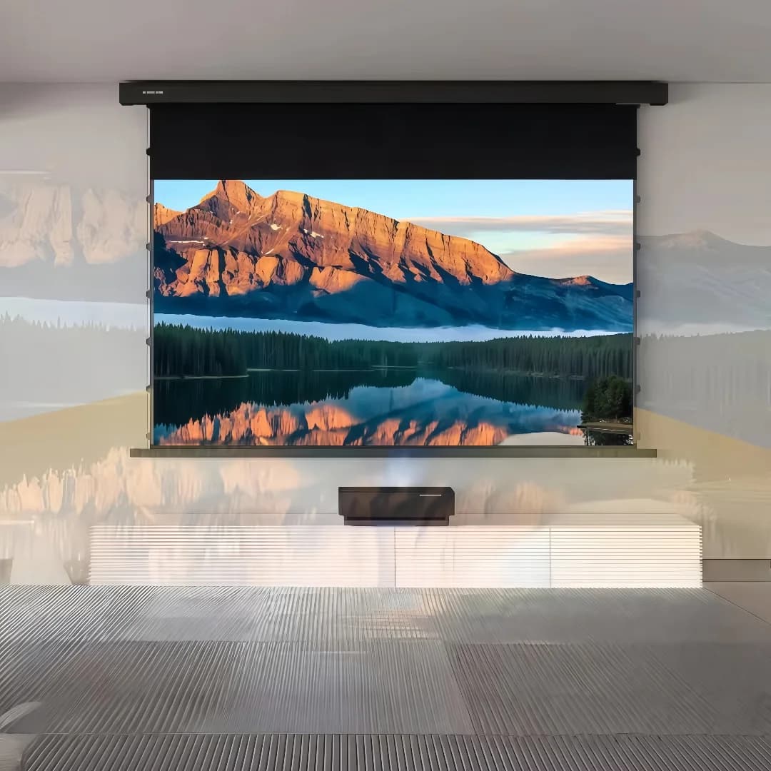 Schermo per proiettore motorizzato MIVISION ALR 16:9 per proiettore UST Caduta schermo elettrico Dimensioni max 150 pollici