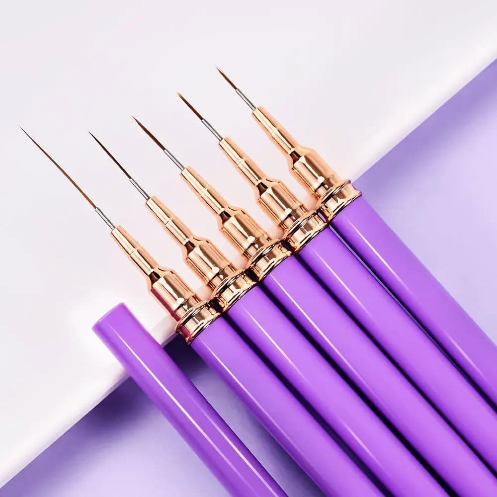 Set di Pennelli per Nail Art, Pennelli per Disegno e Stripping Unghie, Pennello per Gel UV, Pennello per Linee Allungate, Pennello per Nail Art Design