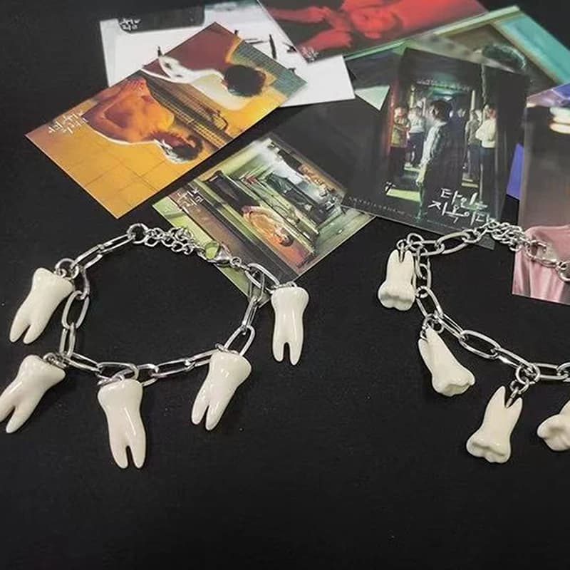 Gothic Stainless Steel Teeth Charm Bracelet Trendy Unique Women Fashion Wrist Jewelry