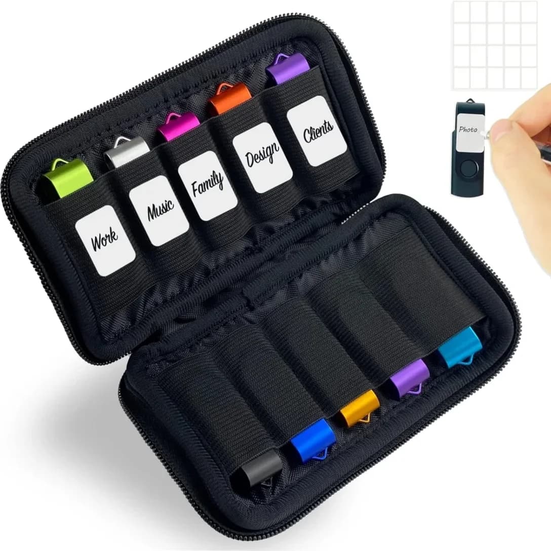 10 Slots Flash Drive Case USB Drive Holder Storage Bag Thumb Drive Light Weight Handbag Electronic Accessories Organizer Storage