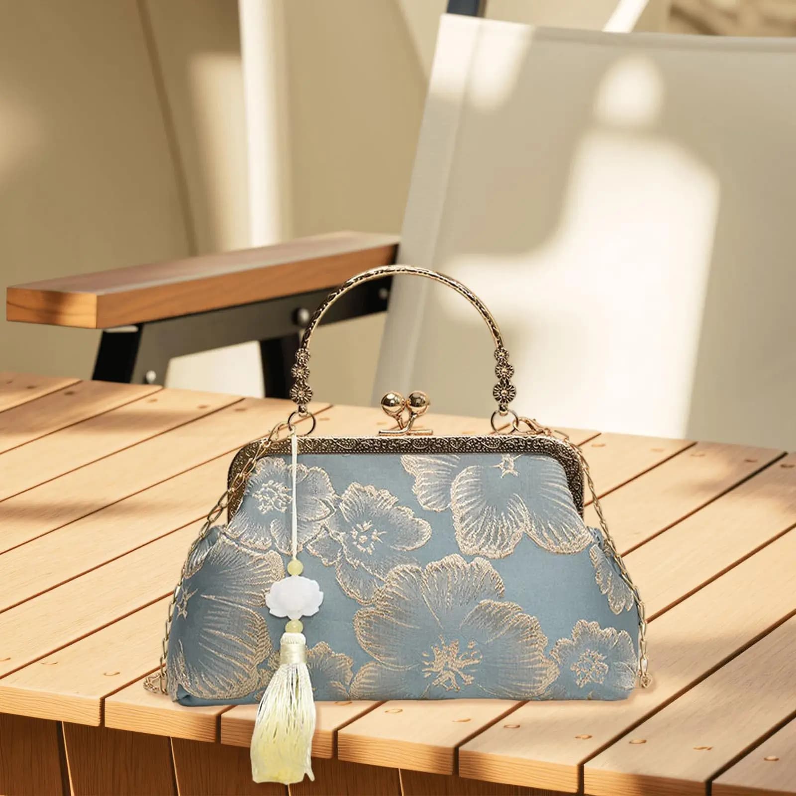 Kiss Lock Crossbody Purse Tote Change Purse with Chain Strap Chain Shoulder Bag