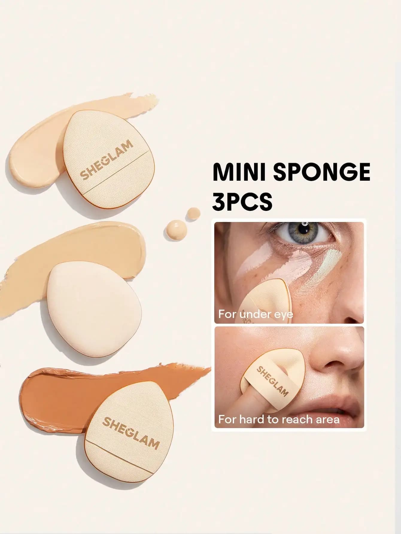 Mini Spugna Magic Finger 3 Pezzi/Set, Mini Puff per Trucco, Spugna Morbida per Sfumare il Correttore, Beauty Blender Morbido, Spugna per Trucco