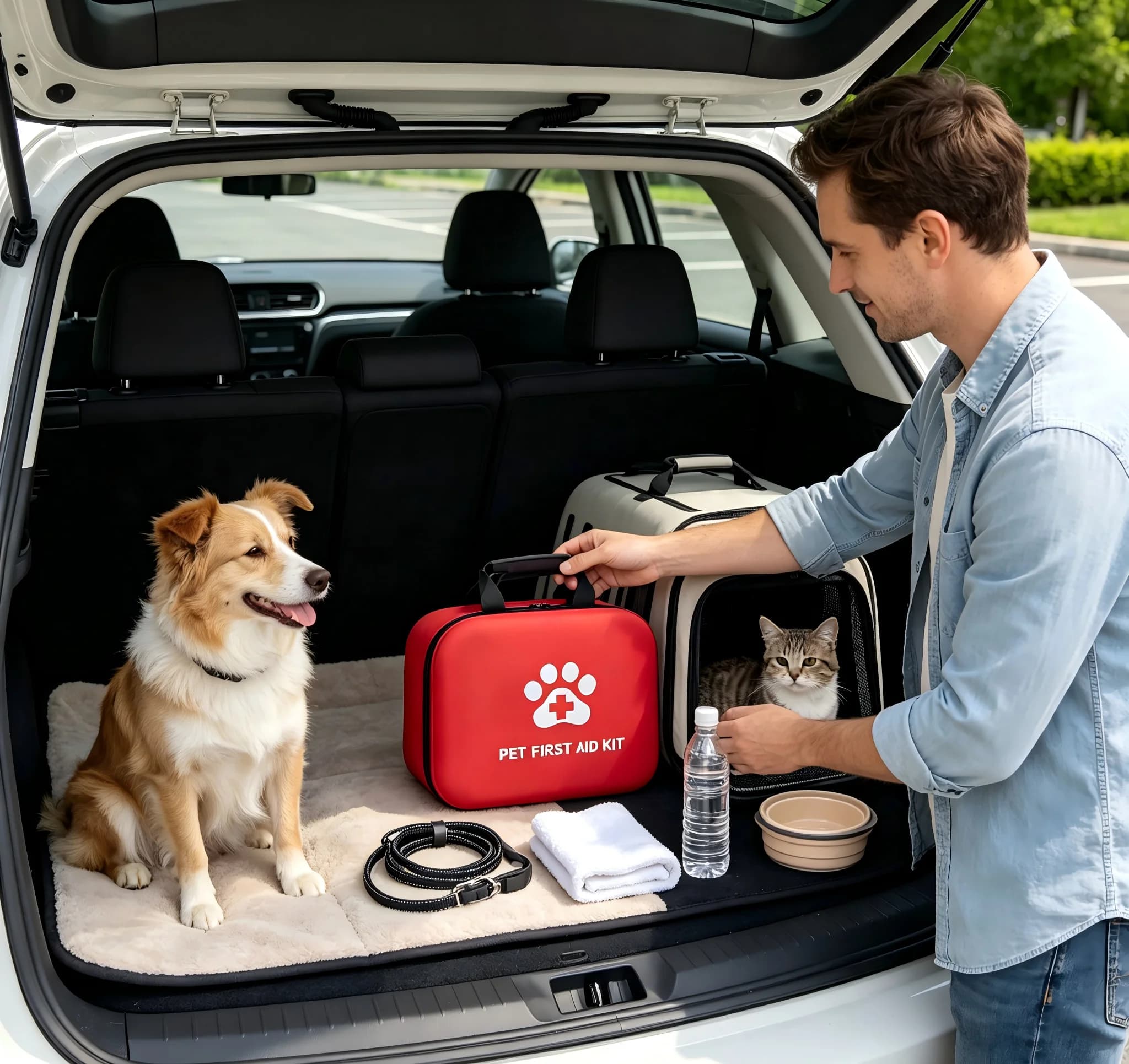 Portable Pet First-Aid Kit, Cat and Dog Outdoor Vehicle-Mounted Camping Emergency Medical Bag, Pet Wound Bandaging and Care Set