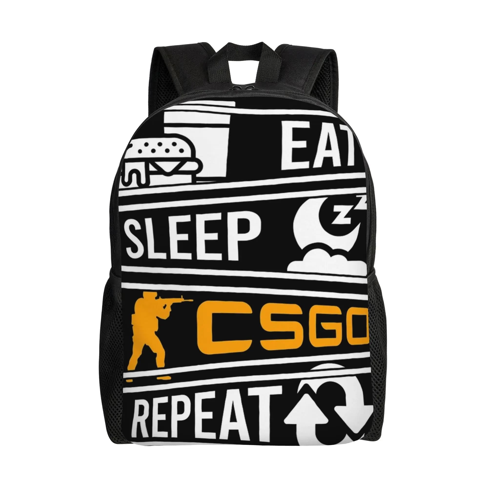 1 pezzo di zaino per fan del gioco CS-GO FPS, con la scritta 'Eat Sleep And GO', per il nuovo semestre.