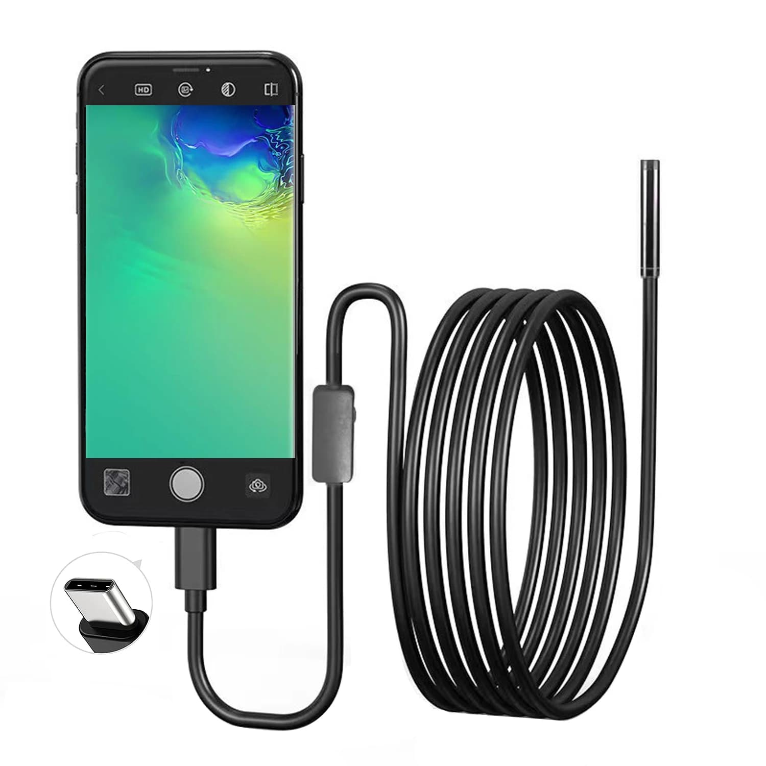 USB Endoscope for Android phone OTG Snake Camera for 5.5 mm IP67 waterproof periscope inspection with 6 LED lights for type C
