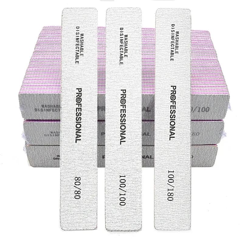 50 Pz/lotto Lime per Unghie Carta Vetrata Professionale 80/100/180 Grana Doppio Lato Quadrato Lucidatura Lavabile Unghie File Kit di Strumenti per Manicure