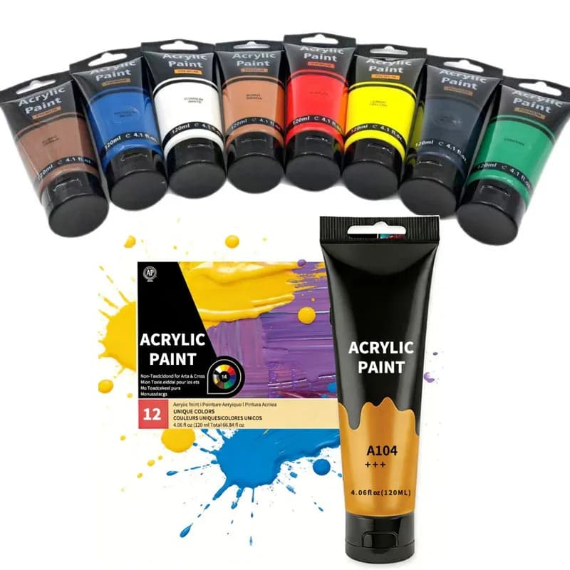 120ml Acrylic Paint Tube Set 8/12 Colors Squeeze Tube Acrylic Pigment for Canvas Painting Art Drawing Supplies