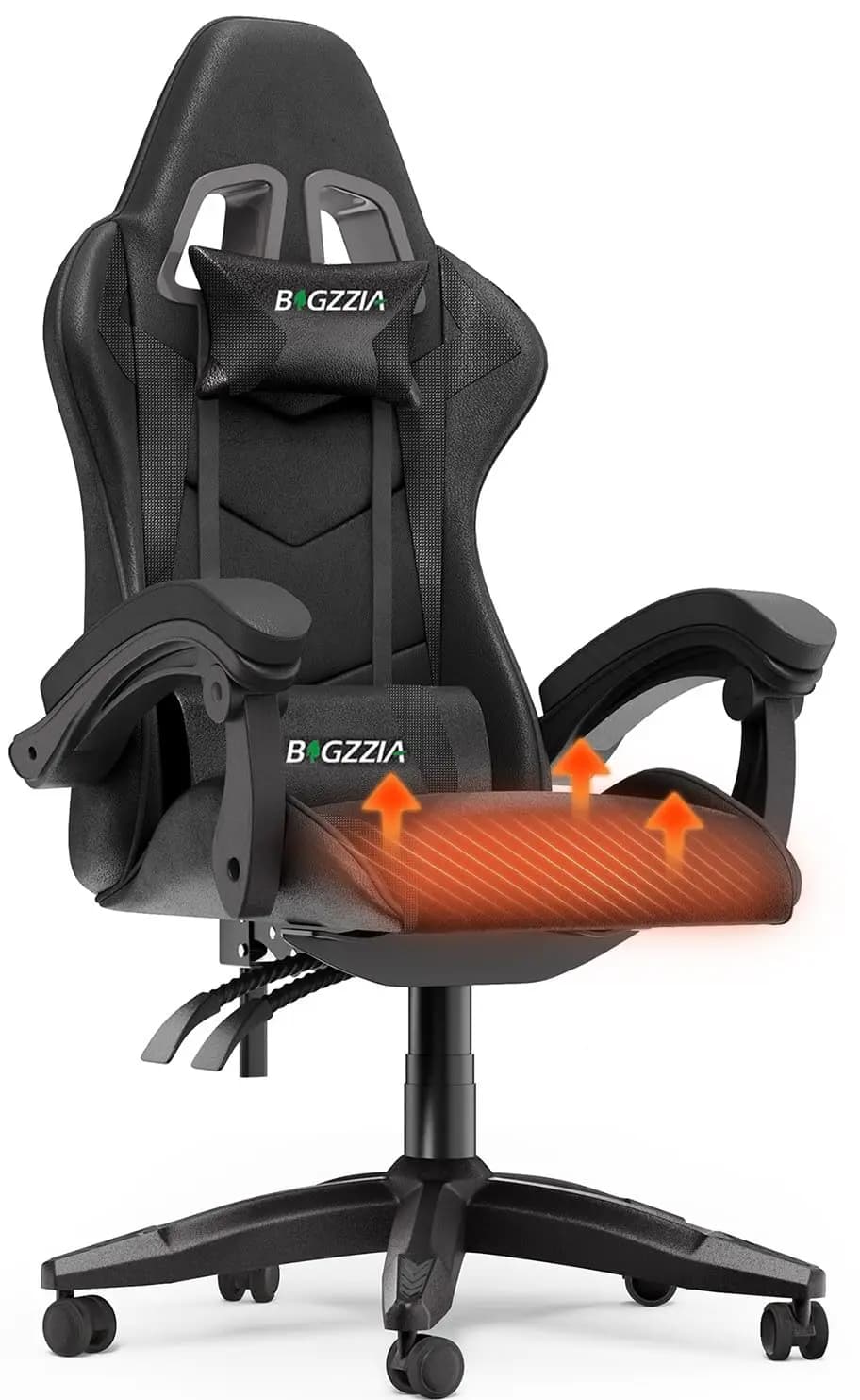 Sedia da gioco con cuscino riscaldato, sedie ergonomiche per videogiochi con cuscino e supporto lombare, altezza stile racing, personalizzata