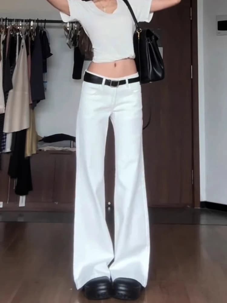 American Style Low Waist Bell Bottom Jeans Women's Spring Summer New plus Size Slimming Pear Shape Bell Pants Cotton Stretch ...