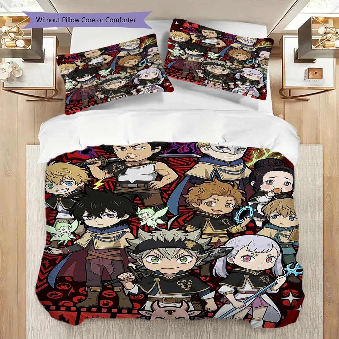 Nice Fan Gift Black Clover Printed Duvet Cover Set & Pillowcase Daily Bedroom Bedding-kwq446