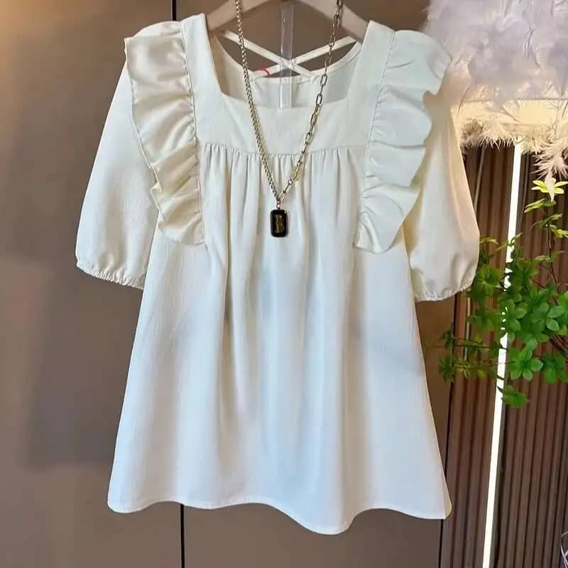 Camicia pullover con design impiombato a fungo di albero commestibile con lacci incrociati sul retro Camicette bianche larghe semplici casual estive