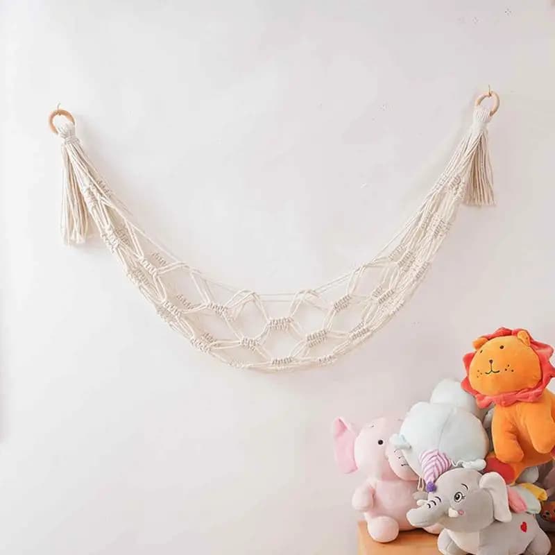 Boho peluche amaca di stoccaggio amaca giocattoli di peluche organizzatore camera delle bambole organizzatore ad angolo maglia per la decorazione della stanza appesa