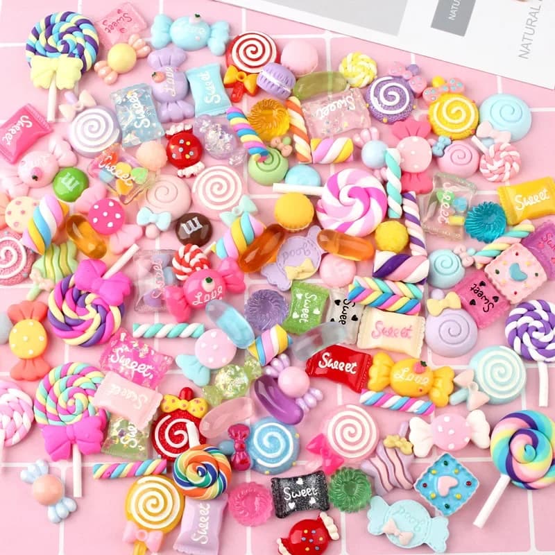 20 Pezzi Ciondoli Slime a Tema Caramella Assortiti, Set Carino di Dolcetti in Resina, Forniture per Creazione Slime e Artigianato Fai da Te