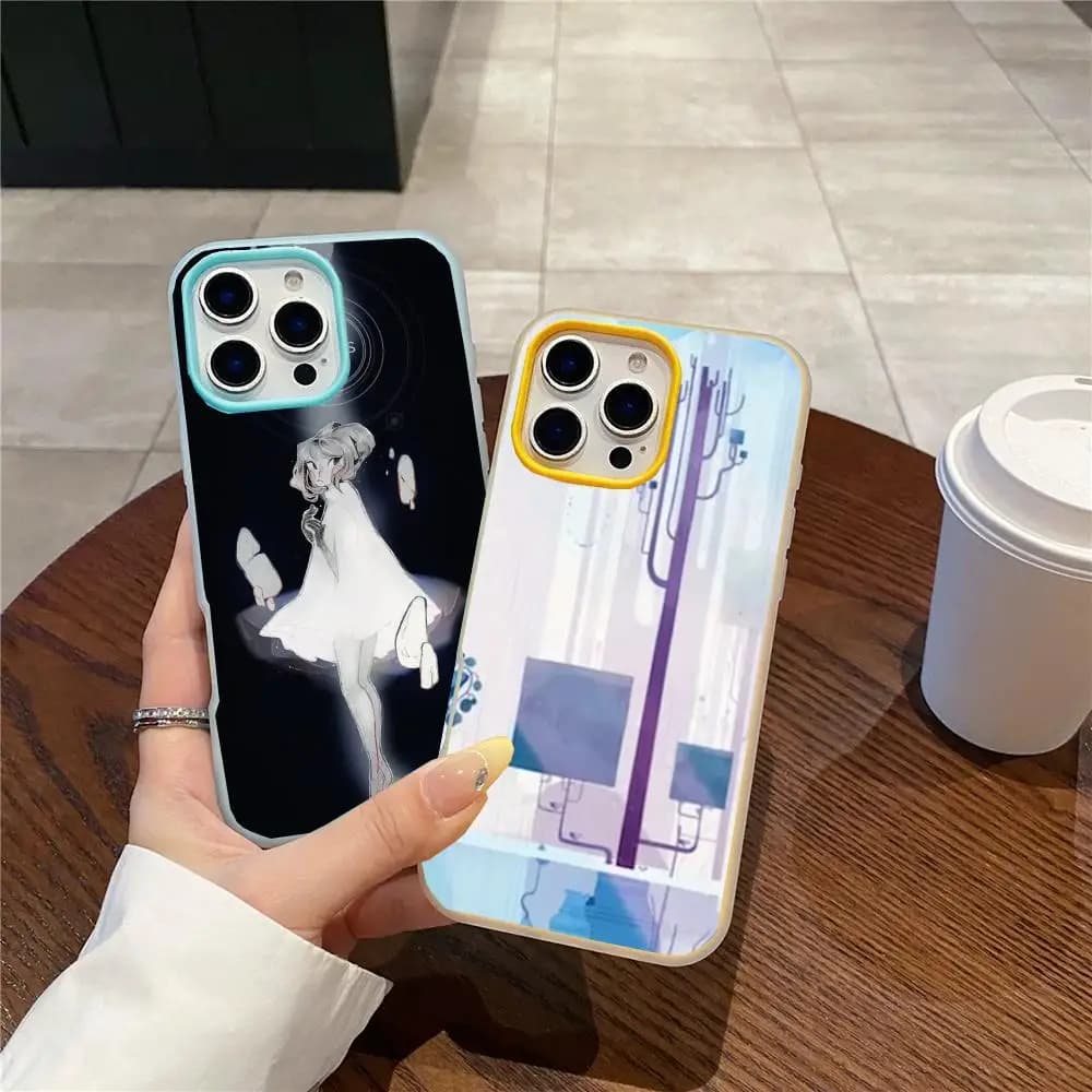 Gris Art Style double-layer anti-shock gel phone case for iPhone 17 Pro Max, with soft and back TPU interior in PC